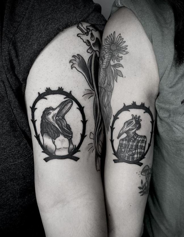 matching tattoos couple beetlejuice