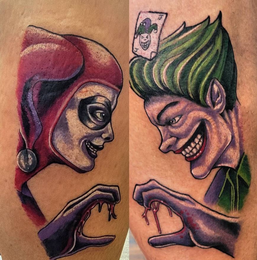 matching marvel couple tattoos joker comics