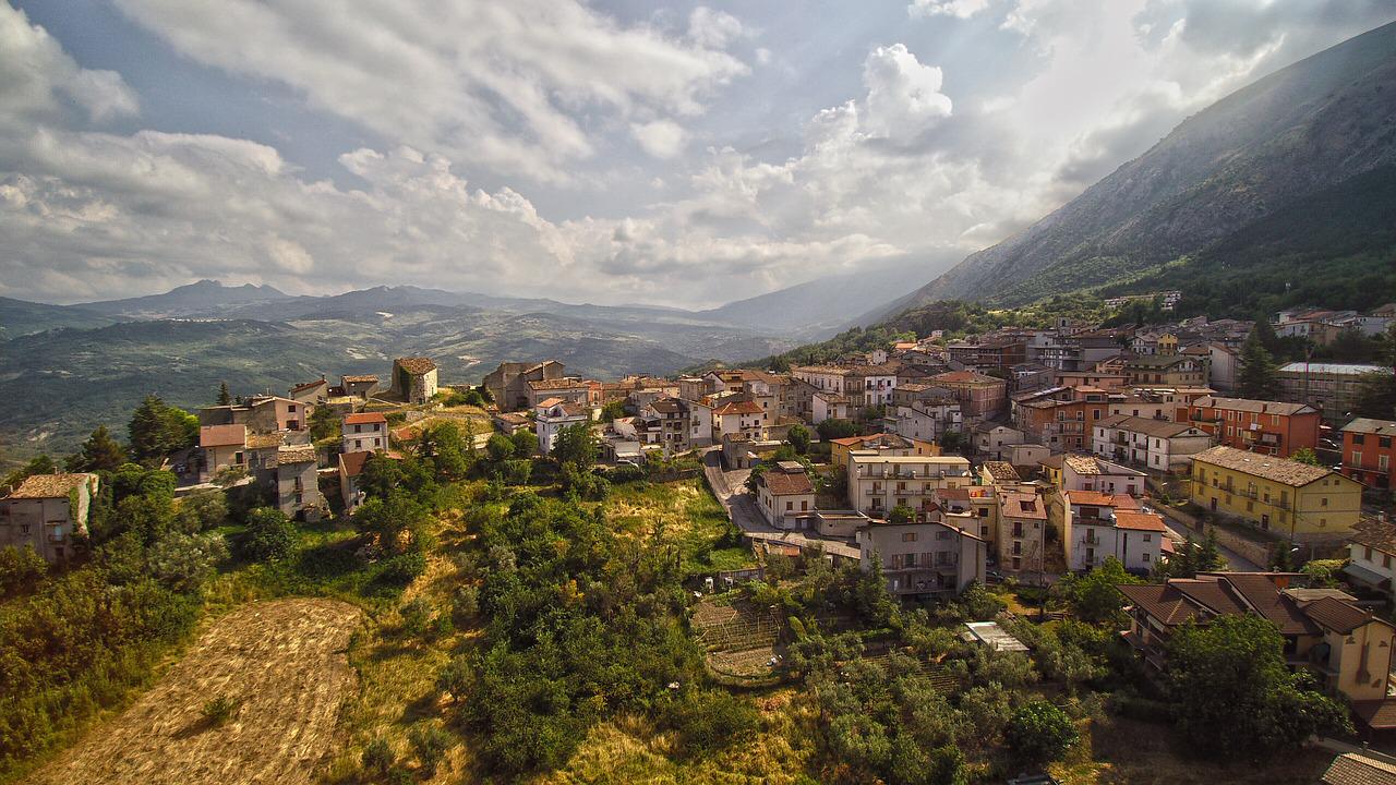 Abruzzo Italy mountains and town